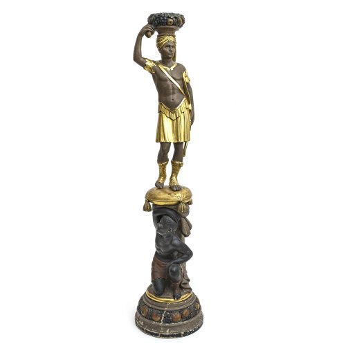 Mohrensäule. Holz, übergangene Farb- und Goldfassung. Leicht besch. H. 173 cm.