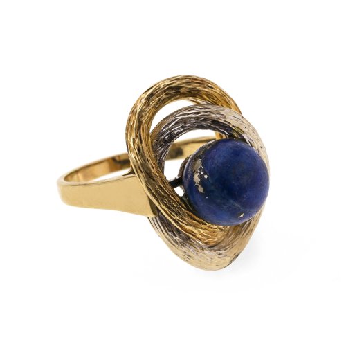 Ring mit Lapislazulibesatz. Gold, 14 K.