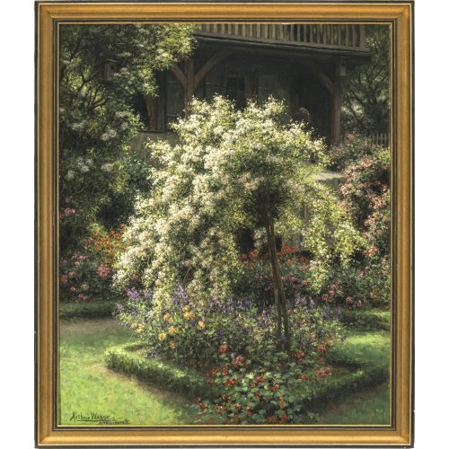 Wasse, Arthur. Blühender Garten vor einem Landhaus. Öl/Lw. 93 x 75 cm. Sign., bez. 