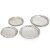 12 Untersetzer (2 Sätze à 6 Teile). Silber, fassonierter Rand, Firma Grimminger. Ca. 400 g, ø 8,5 bzw. ø 10,5 cm.
