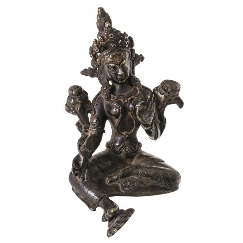 Tara. Nepal, 17./18. Jh. Syamatara (die grüne Tara). Bronze, Vollguss à cire perdue. Lotossockel fehlend. H. ca. 14 cm.