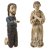 Bettler- und Stifterfigur. Holz, Farbfassung bzw. Reste von Farbfassung. Ein Arm des Bettlers fehlt. Besch., rep. H. 30-31 cm.