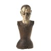 Büste einer Heiligen-Prozessionsfigur. Holz, Reste von Inkarnatfassung. Besch., ohne Arme. H. 46 cm.