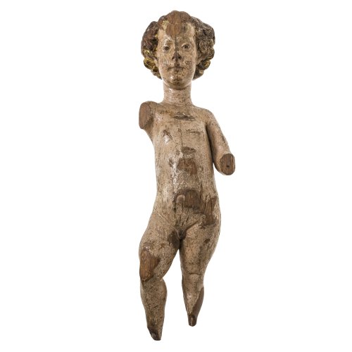 Jesuskind-Fragment. Spanien oder Italien. Holz, Reste von Inkarnatfassung. Besch. H. 52 cm.