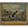 Votivtafel. Rettung des Reiters der Tiroler Jäger-Compagnie. Öl/Papier/Holz. 30,5 x 38,5 cm. Besch.