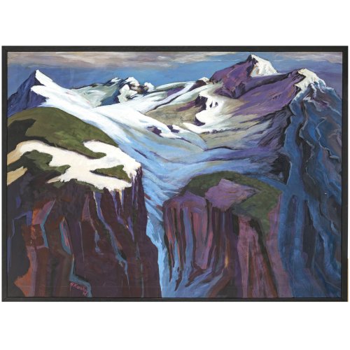 Karcher, Günther. Berglandschaft. Öl/Lw. 125 x 169 cm. Sign., dat. 76. MIn. best.