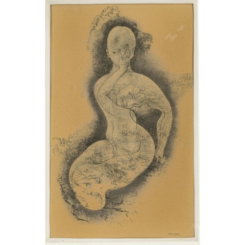 Bellmer, Hans. Anthromorphische Figurengruppe. Lithographie. 34 x 21,5 cm. Vergilbt, leicht besch. Sign.