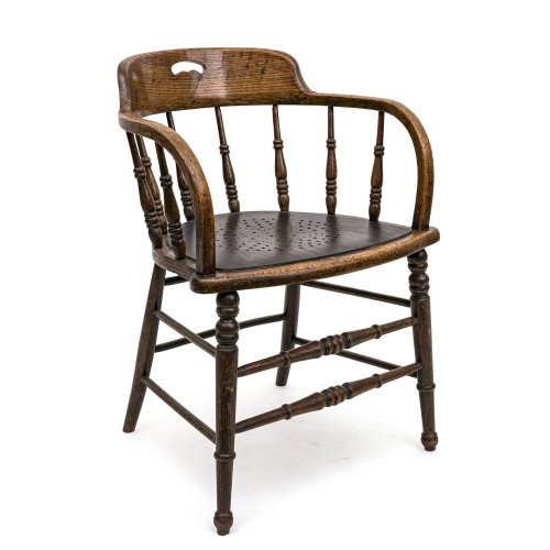 Captains Chair. England. Rüster. Alterungsspuren, Sitzfläche erg. H. 75 cm.