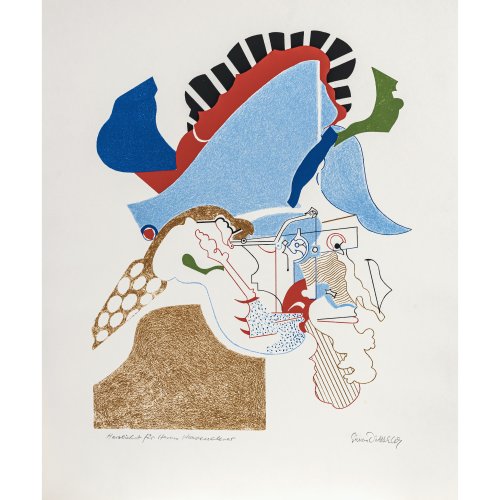 Dittrich, Simon. Komposition. Lithografie. 52,3 x 44,5 cm. Sign., mit Widmung.