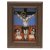 Hinterglasbild. Außergefild. Christus am Kreuz, darunter zwei Arme Seelen im Fegefeuer. Tempera/Glas. Min. Abrieb. 17 x 13 cm.