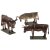 19. Jh. Zwei stehende Kühe und ein Ochse. Holz, geschnitzt, Farbfassung. Auf Plinthe montiert. Besch., rest. H. 17,5-25 cm, L. 31-33 cm.