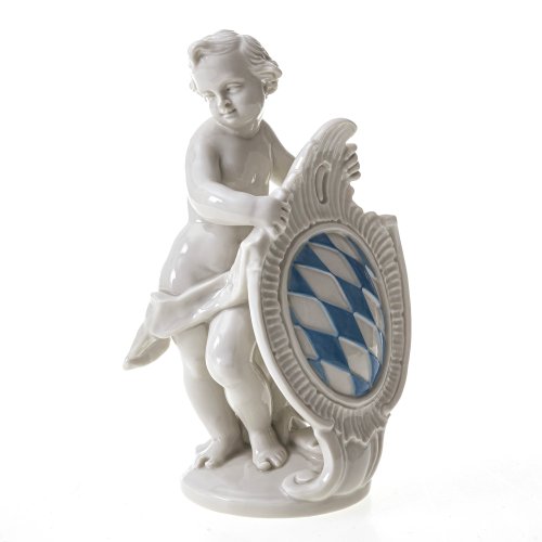 Wappenhaltender Putto, Nymphenburg, H. ca. 17 cm.