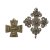 Rosenkranz Anhänger, silber filigranes Kreuz und Ulrichskreuz Bronze. H. 6 und 4 cm.