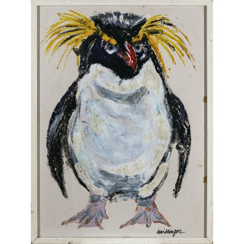 Waiblinger, Hans. Pinguin. Mischtechnik/Papier. 87 x 63 cm. Sign.