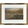 Eigner, Friedrich. Toskanalandschaft I. Mischtechnik, Öl/Acryl/Pastell/Papier. Sign. unten rechts. 29 x 46 cm. In Passepartout und hinter Glas.