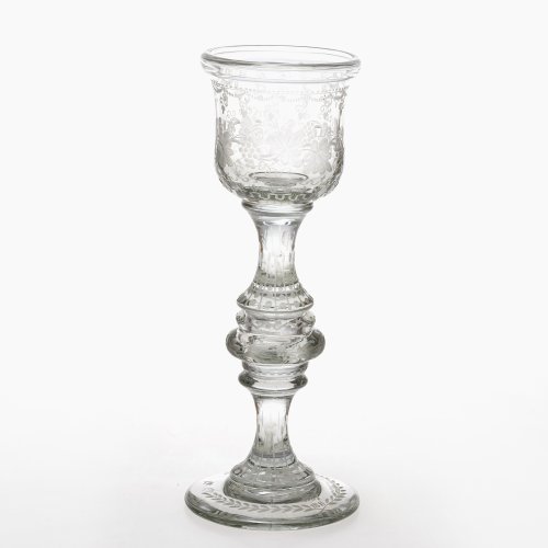 Pokal. Farbloses Glas, Schliffdekor. Dat. 1811.