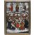 Hinterglasbild. Süddeutsch. Die 14 Nothelfer und Maria mit hl. Dreifaltigkeit. Farbablösungen. 44,5 x 32 cm.