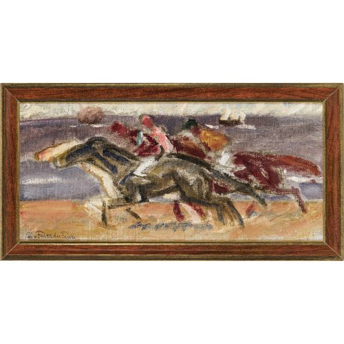 Faber du Faur, Hans Otto. Strandreiter. Öl/Lw., auf Platte gezogen. 12 x 25 cm. Sign. unten links, undat. Guter Erhaltungszustand.