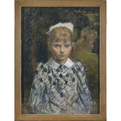 Reinicke, René. Bildnis eines Mädchens. Pastell/ Karton. Ca. 59 x 43 cm. Sign. und dat. 