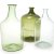 Drei Vorratsflaschen. Olivgrünes, leicht grünliches und farbloses/leicht bläuliches  Glas. Alterungs- und Gebrauchsspuren. H. ca. 30-33 cm.