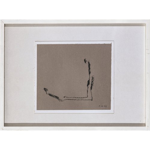 Koenig, Fritz. Mann mit seinem Schatten. Kreidezeichnung. 20 x 22 cm. Monogr., dat. 93.