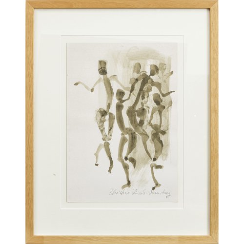 Rieck-Sonntag, Christine. Tanzende Figuren. Aquarell. 37,5 x 26 cm. Sign.