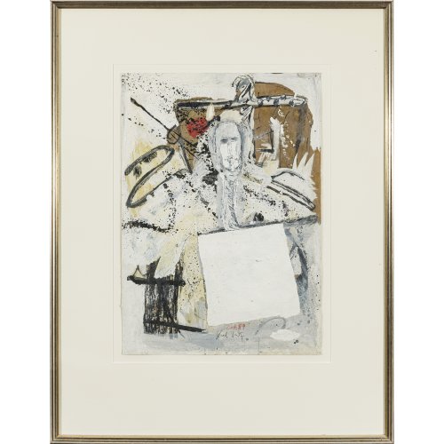 Veitz, Karl. Abstrakte Komposition. 43 x 30 cm. Sign., Dat. Okt. 89.