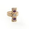 Ring mit Diamant- und Rubinbesatz (insgesamt 3 Steine). Gold