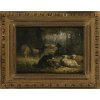 Woutermaertens, Edouard. Schäfer mit seiner Herde. Öl/Holz. 19,5 x 29 cm. Rest., sign.