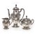 Kaffeeservice, 3-teilig (Kanne, Zuckerdose, Sahnegießer). Silber, Firma Wilhelm Binder u. gemarkt Friedländer. Leicht best.