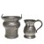 Henkelkrug und Topf (Henkel fehlt). Zinn. H. 13-17 cm.