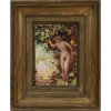 Seyler, Julius. Leda mit dem Schwan. Öl/Karton. 23 x 16,5 cm. Sign.
