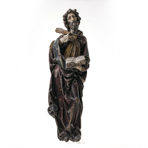 Hl. Paulus. Bayern, 19. Jh. Holz, übergangene Farbfassung, best. rep. H. 77 cm.
