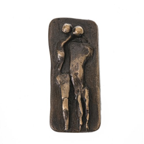 Deutsch, 20. Jh. Liebendes Pärchen. Bronzeplatte. 9 x 4 cm. Monogr. A.R., dat. 10.