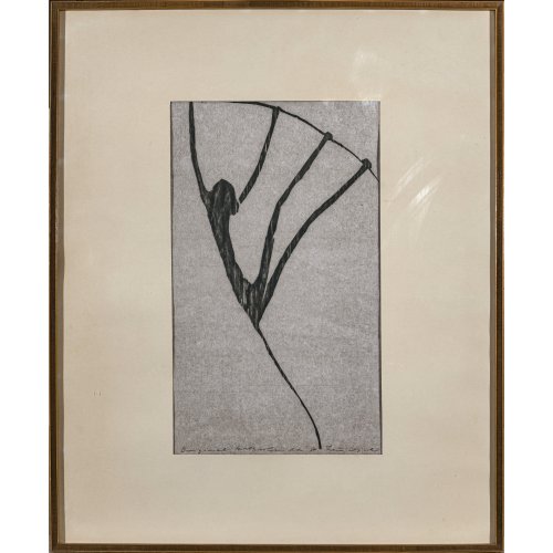 Theuerjahr, Heinz. Affe. Holzschnitt, Original Handabzug. Ca. 41 x 25  cm. Sign.