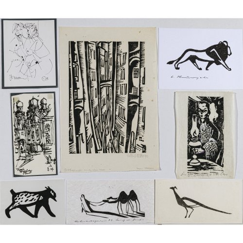 Konvolut Donau-Wald-Gruppe. Grafik. Holzschnitte, Theuerjahr, etc.