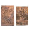 Zwei Kupferstich-Druckplatten. Jeweils Szenen aus dem Leben des hl. Alexius. Kupfer. Je ca. 12 x 7,5 cm.