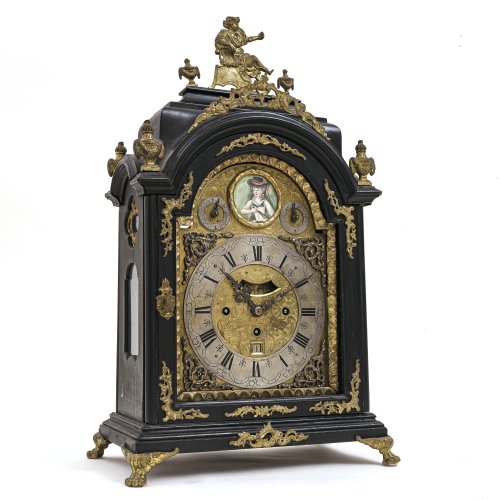 Stockuhr. 19. Jh. Joseph Kötl, Prag. Alterungsspuren, Teile fehlen, überholungsbedürftig, verändert. 55 x 33 x 18 cm.