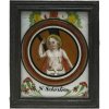 Hinterglasbild. Oberammergau, 19. Jh. Hl. Sebastian. Tempera/Glas. 24 x 19 cm. Farbabsplitterungen.