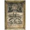 Schweiz, 18. Jh. Spickelbild, Darstellung der Wallfahrt zu Einsiedeln. Kupferstich als Spickelbild ausgeschnitten, hinterlegt mit Textil und goldener Metallfolie. Dat. 1793. 33,5 x 22,5 cm. Alterungs- und Gebrauchsspuren.