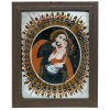 Hinterglasbild. Buchers/Sandl, 19. Jh. Hl. Josef mit Jesuskind. Tempera/Glas. 41 x 31 cm. Farbablösungen.
