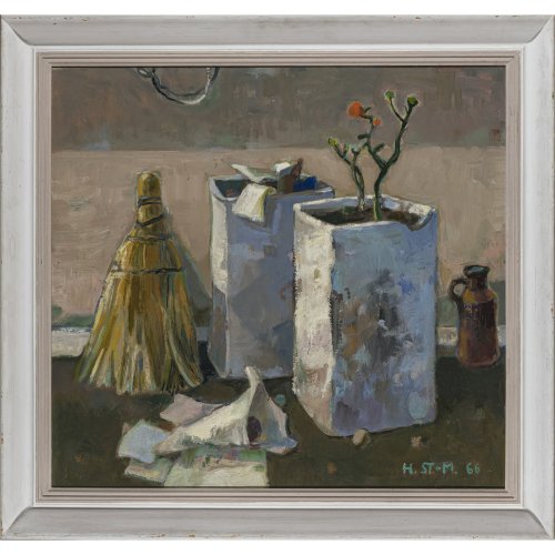 Stangenberg-Merck, Heidy. Stillleben. Öl/Lw. 65 x71 cm. Monogr., dat. 66.