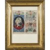 Maria Hilf. Süddt., 19 Jh. Aquarell, vorderseitig mit Darstellung der Maria Hilf, rückseitig Gebet zu Leiden Christi. 15 x 15 cm. Kleines Loch im Pergament.