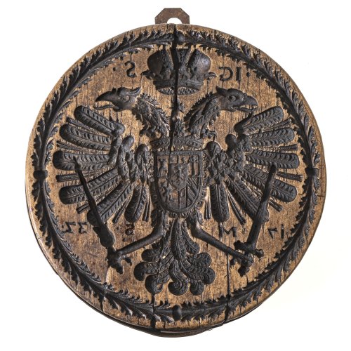 Holzmodel mit Doppeladler, dat. 1737.