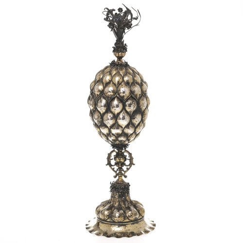 Ananaspokal. Silber. 19. Jh. Leicht best. H. 32 cm.