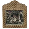 Kulissenbild. Textilien. Heilige Afra von Augsburg auf dem Scheiterhaufen. Leicht besch. 20 x 25 cm.