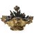 Altarblumenvase. Holz, geschnitzt, übergangene Gold- und Farbfassung. Besch. H. 18 cm.