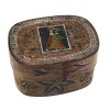 Kleine Spanschachtel. Bayern. Farbig bemalt, mit Mariengnadenbild. L. 14 cm. Rep.