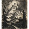 Monogr. E.LK. Im Hochgebirge. Kohlezeichnung. 53 x 45,5 cm. Papierrand besch.