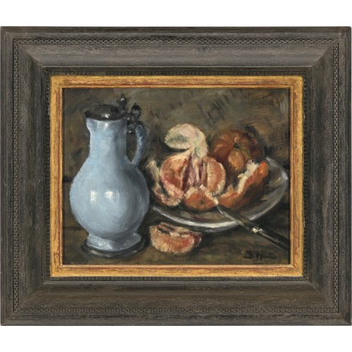 Hauser, Bernhard. Stillleben mit Krug. Öl/Lw. 27 x 35,5 cm. Monogr.
